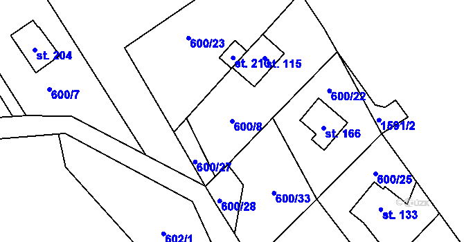 Parcela st. 600/8 v KÚ Heřmaň, Katastrální mapa