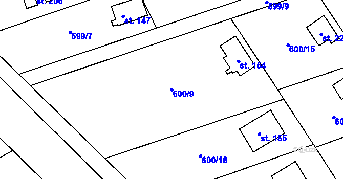 Parcela st. 600/9 v KÚ Heřmaň, Katastrální mapa
