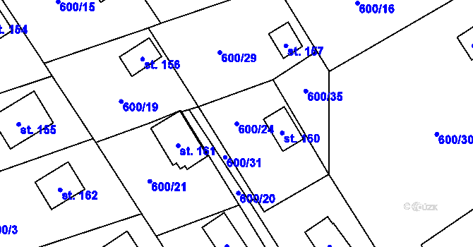 Parcela st. 600/24 v KÚ Heřmaň, Katastrální mapa