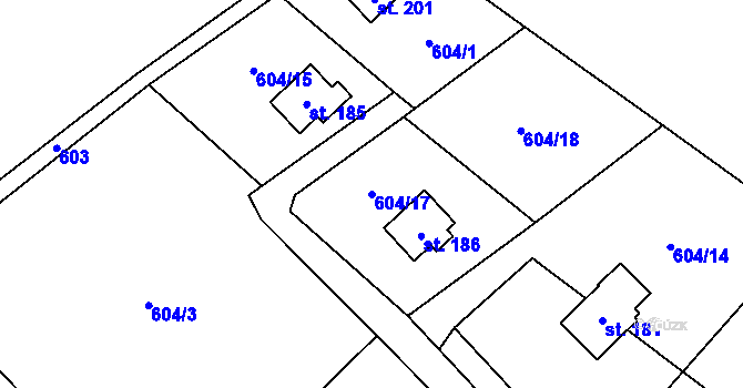 Parcela st. 604/17 v KÚ Heřmaň, Katastrální mapa
