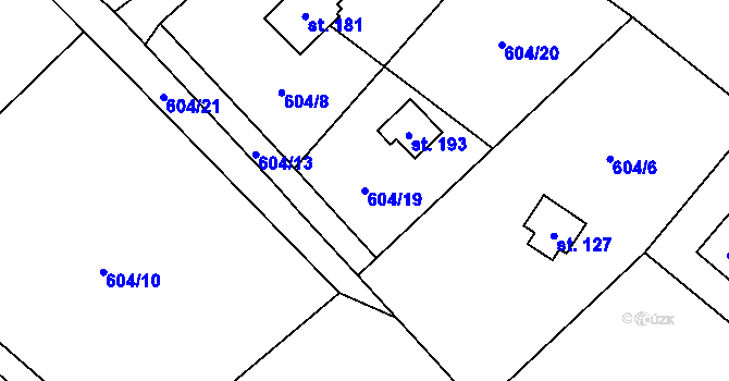 Parcela st. 604/19 v KÚ Heřmaň, Katastrální mapa