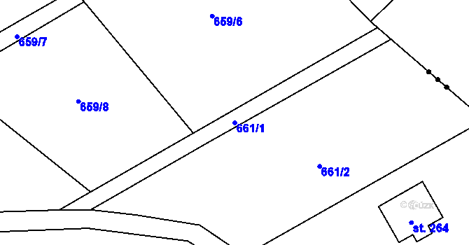Parcela st. 661/1 v KÚ Heřmaň, Katastrální mapa