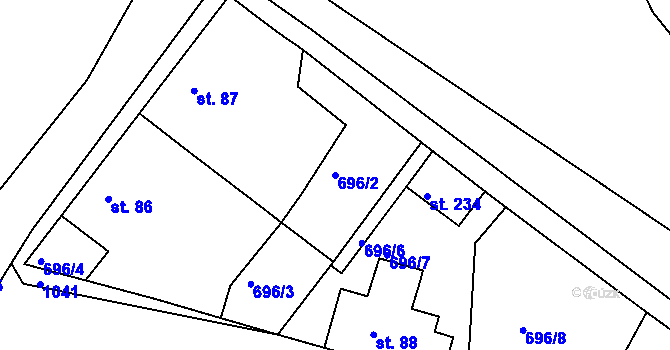 Parcela st. 696/2 v KÚ Heřmaň, Katastrální mapa