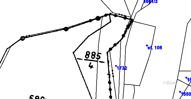 Parcela st. 885/4 v KÚ Heřmaň, Katastrální mapa
