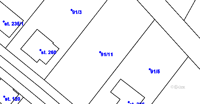 Parcela st. 91/11 v KÚ Heřmaň, Katastrální mapa