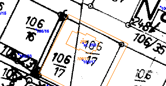 Parcela st. 250 v KÚ Heřmaň, Katastrální mapa