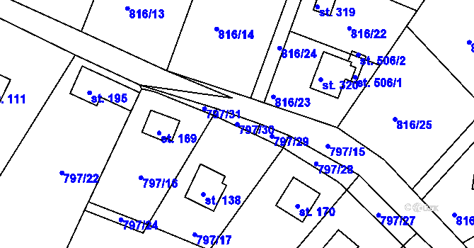 Parcela st. 797/30 v KÚ Heřmaň, Katastrální mapa