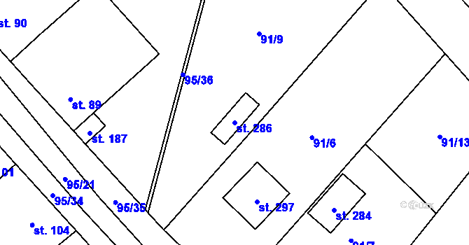 Parcela st. 286 v KÚ Heřmaň, Katastrální mapa