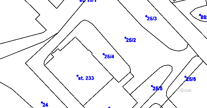 Parcela st. 25/4 v KÚ Heřmaň, Katastrální mapa