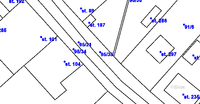 Parcela st. 95/35 v KÚ Heřmaň, Katastrální mapa