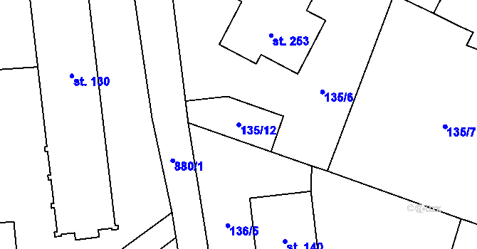 Parcela st. 135/12 v KÚ Heřmaň, Katastrální mapa