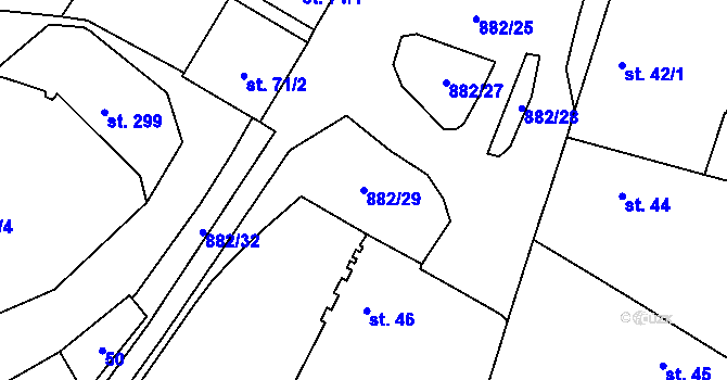Parcela st. 882/29 v KÚ Heřmaň, Katastrální mapa