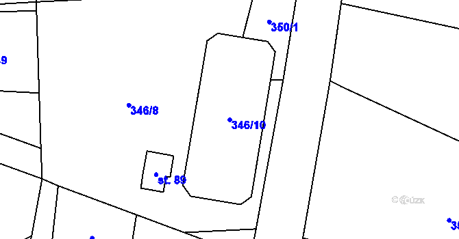 Parcela st. 346/10 v KÚ Heřmaneč, Katastrální mapa