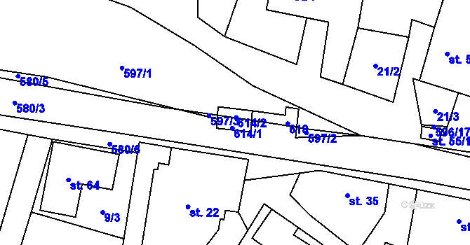 Parcela st. 614 v KÚ Heřmaneč, Katastrální mapa