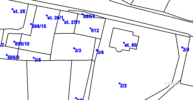 Parcela st. 3/6 v KÚ Heřmaneč, Katastrální mapa