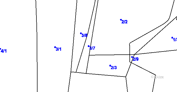 Parcela st. 3/7 v KÚ Heřmaneč, Katastrální mapa
