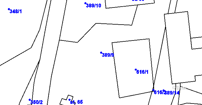 Parcela st. 389/9 v KÚ Heřmaneč, Katastrální mapa