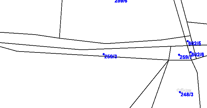 Parcela st. 259/3 v KÚ Heřmaneč, Katastrální mapa