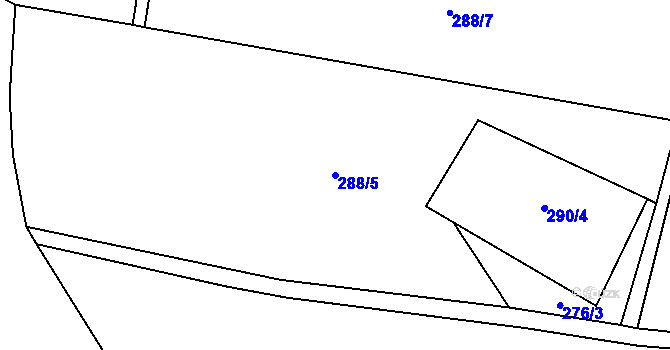 Parcela st. 288/5 v KÚ Heřmaneč, Katastrální mapa