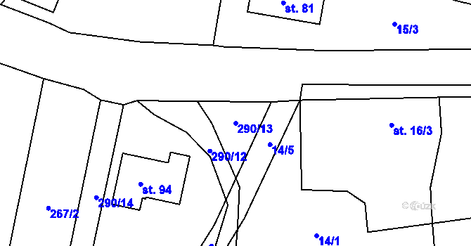 Parcela st. 290/13 v KÚ Heřmaneč, Katastrální mapa