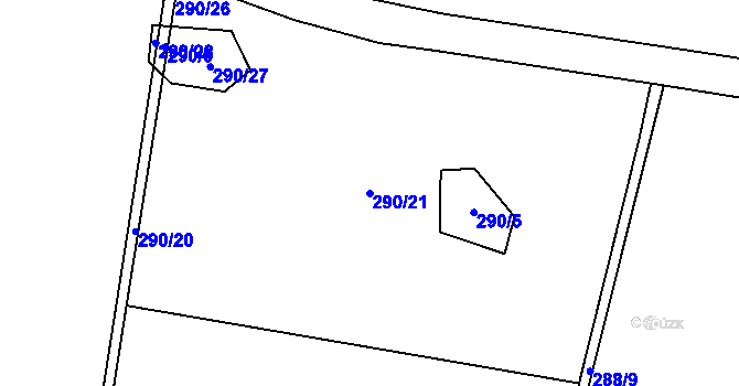 Parcela st. 290/21 v KÚ Heřmaneč, Katastrální mapa