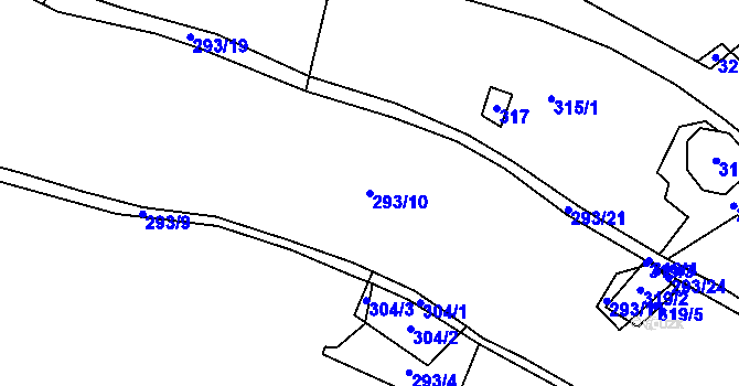 Parcela st. 293/10 v KÚ Heřmaneč, Katastrální mapa