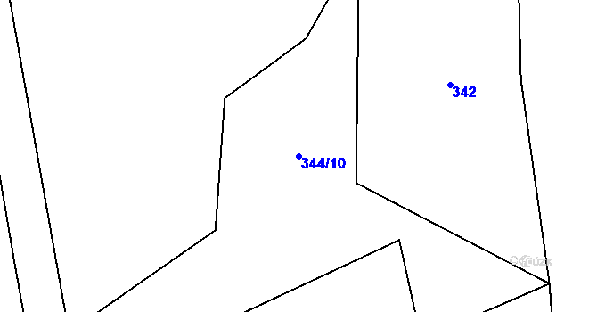 Parcela st. 344/10 v KÚ Heřmaneč, Katastrální mapa