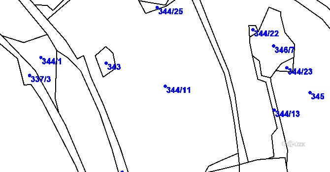 Parcela st. 344/11 v KÚ Heřmaneč, Katastrální mapa