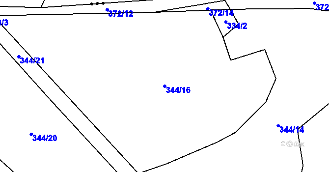 Parcela st. 344/16 v KÚ Heřmaneč, Katastrální mapa