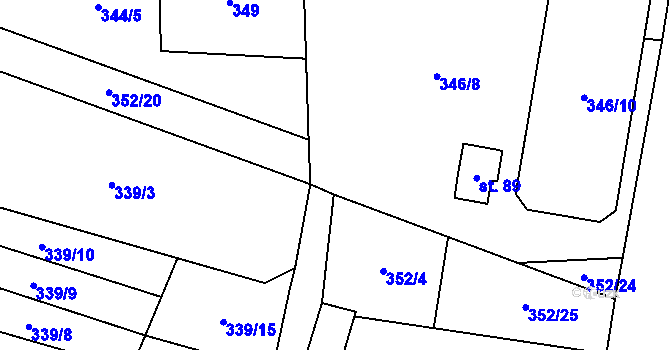 Parcela st. 352/21 v KÚ Heřmaneč, Katastrální mapa