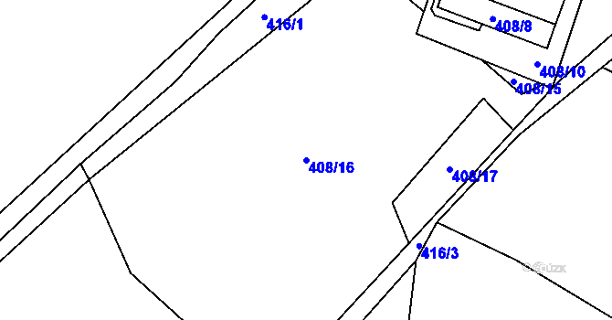 Parcela st. 408/16 v KÚ Heřmaneč, Katastrální mapa