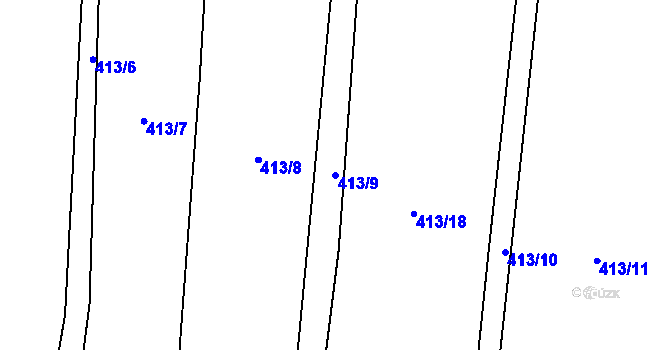 Parcela st. 413/9 v KÚ Heřmaneč, Katastrální mapa