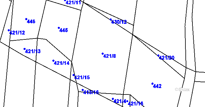 Parcela st. 421/8 v KÚ Heřmaneč, Katastrální mapa