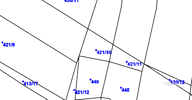 Parcela st. 421/10 v KÚ Heřmaneč, Katastrální mapa