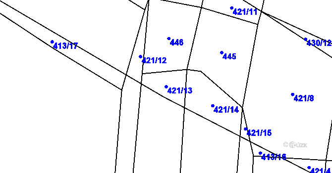 Parcela st. 421/13 v KÚ Heřmaneč, Katastrální mapa