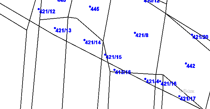 Parcela st. 421/15 v KÚ Heřmaneč, Katastrální mapa