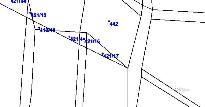 Parcela st. 421/17 v KÚ Heřmaneč, Katastrální mapa