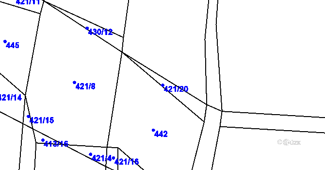 Parcela st. 421/20 v KÚ Heřmaneč, Katastrální mapa
