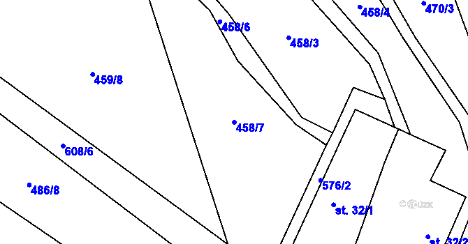 Parcela st. 458/7 v KÚ Heřmaneč, Katastrální mapa