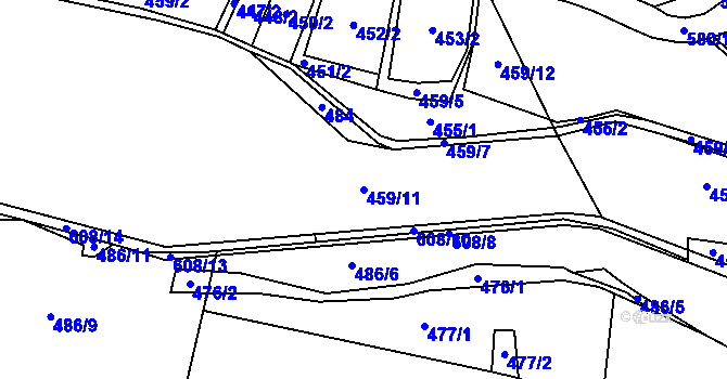 Parcela st. 459/11 v KÚ Heřmaneč, Katastrální mapa