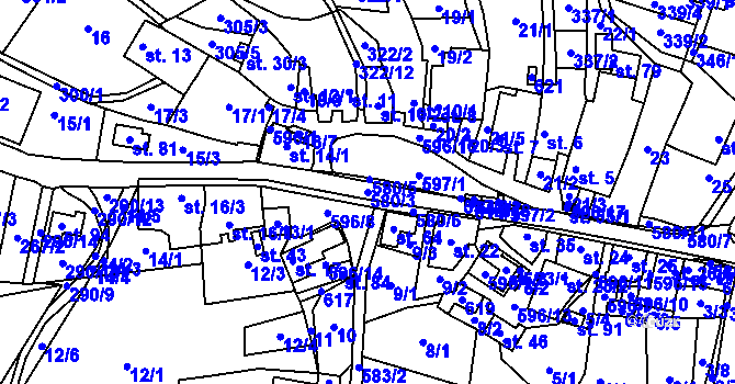 Parcela st. 580/3 v KÚ Heřmaneč, Katastrální mapa