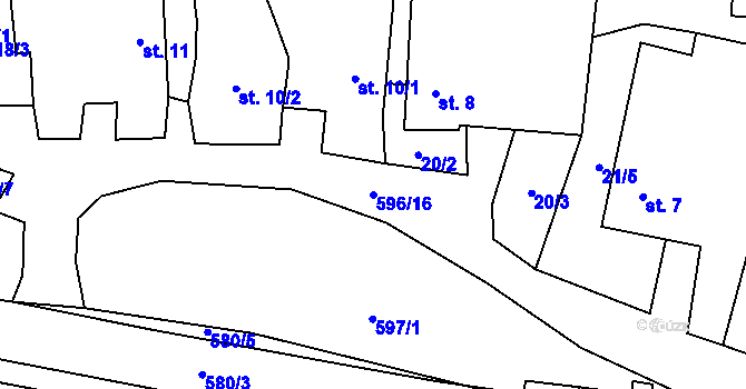 Parcela st. 596/16 v KÚ Heřmaneč, Katastrální mapa