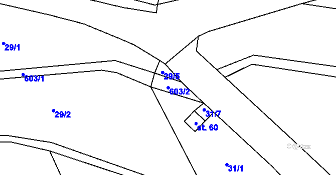 Parcela st. 603/2 v KÚ Heřmaneč, Katastrální mapa