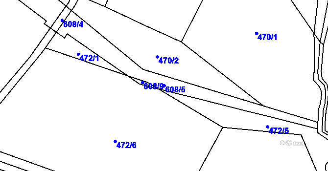 Parcela st. 608/5 v KÚ Heřmaneč, Katastrální mapa