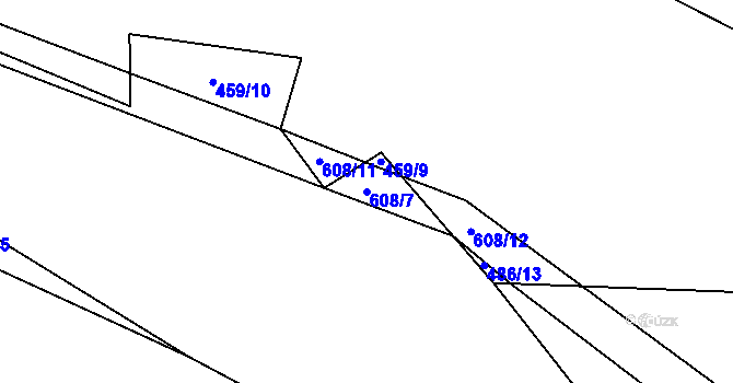 Parcela st. 608/7 v KÚ Heřmaneč, Katastrální mapa