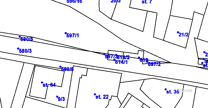 Parcela st. 597/3 v KÚ Heřmaneč, Katastrální mapa