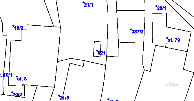 Parcela st. 621 v KÚ Heřmaneč, Katastrální mapa