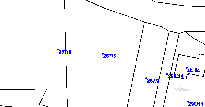 Parcela st. 267/3 v KÚ Heřmaneč, Katastrální mapa