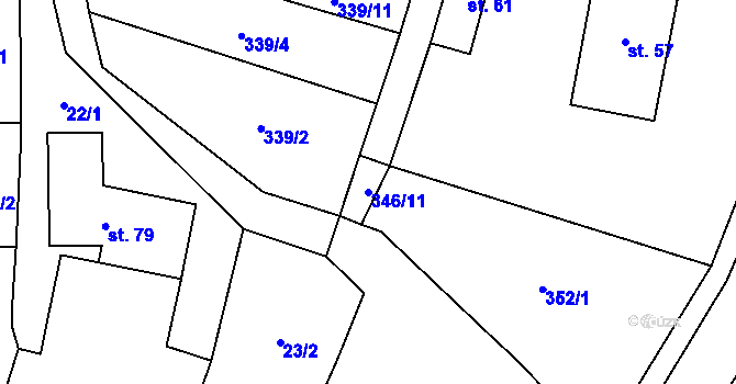 Parcela st. 346/11 v KÚ Heřmaneč, Katastrální mapa