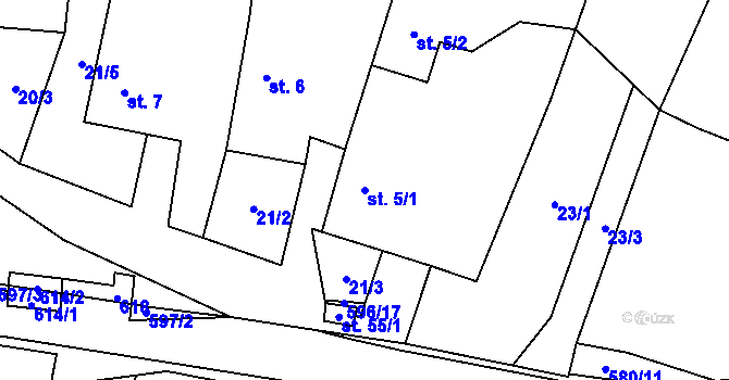 Parcela st. 5/1 v KÚ Heřmaneč, Katastrální mapa